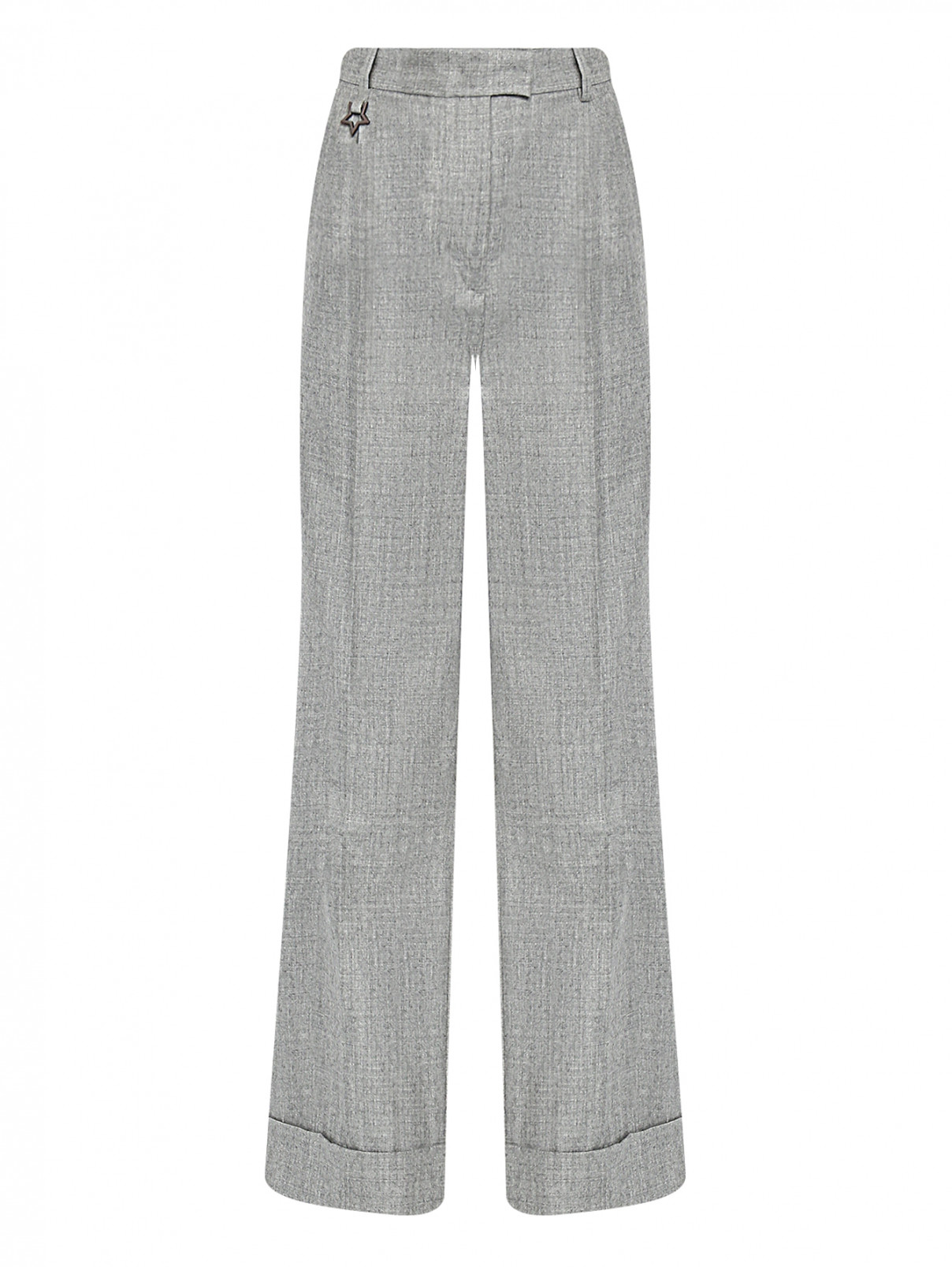 Широкие брюки из шерсти с карманами Lorena Antoniazzi  –  Общий вид  – Цвет:  Серый