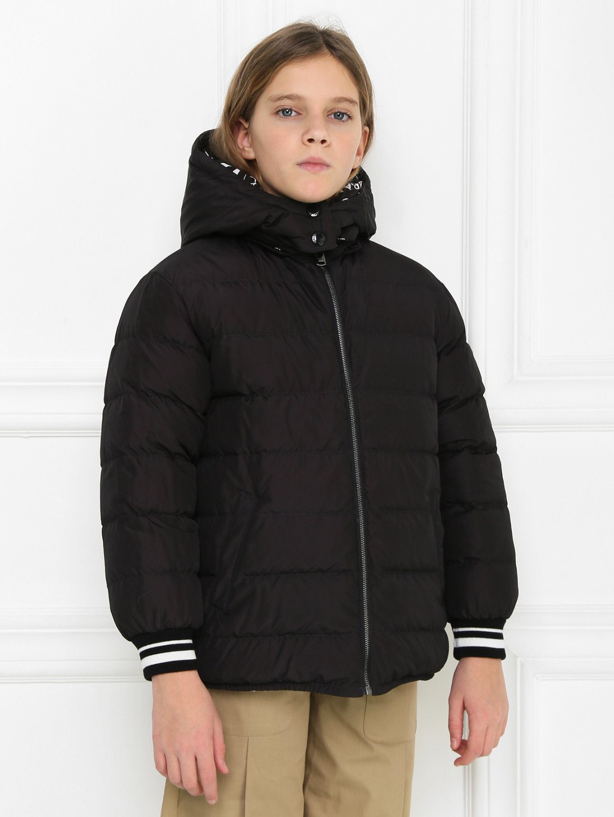 Двусторонняя куртка с узором Dolce & Gabbana  –  МодельВерхНиз  – Цвет:  Черный