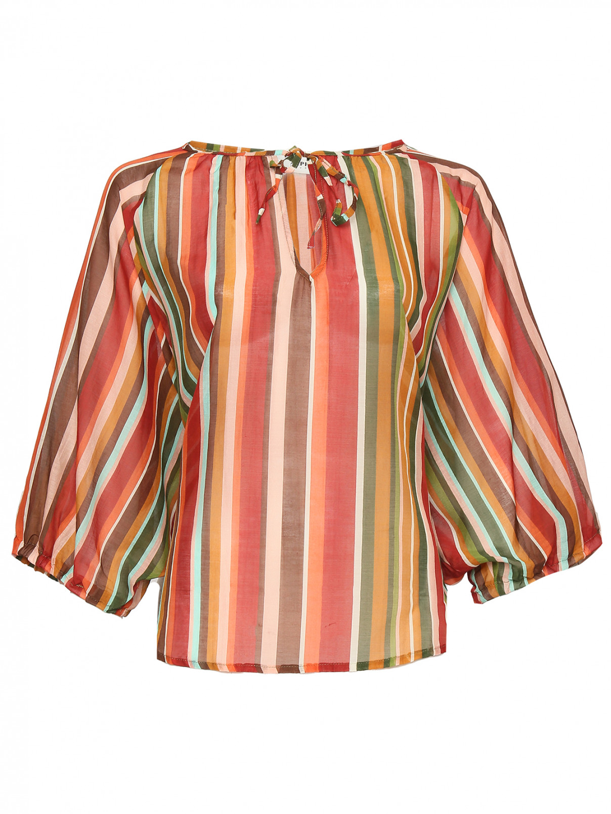Блуза из хлопка и шелка Alpha Studio  –  Общий вид  – Цвет:  Узор