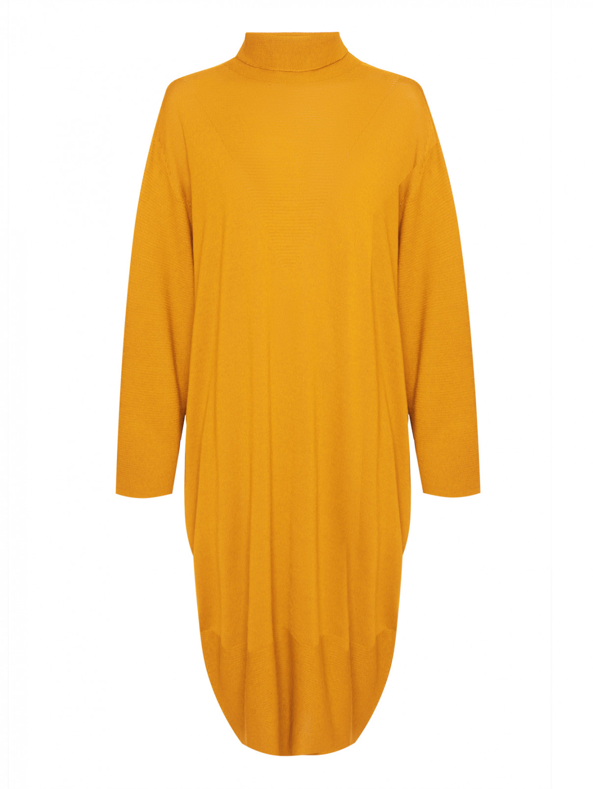 Платье-миди из смесовой шерсти Marina Rinaldi  –  Общий вид  – Цвет:  Оранжевый