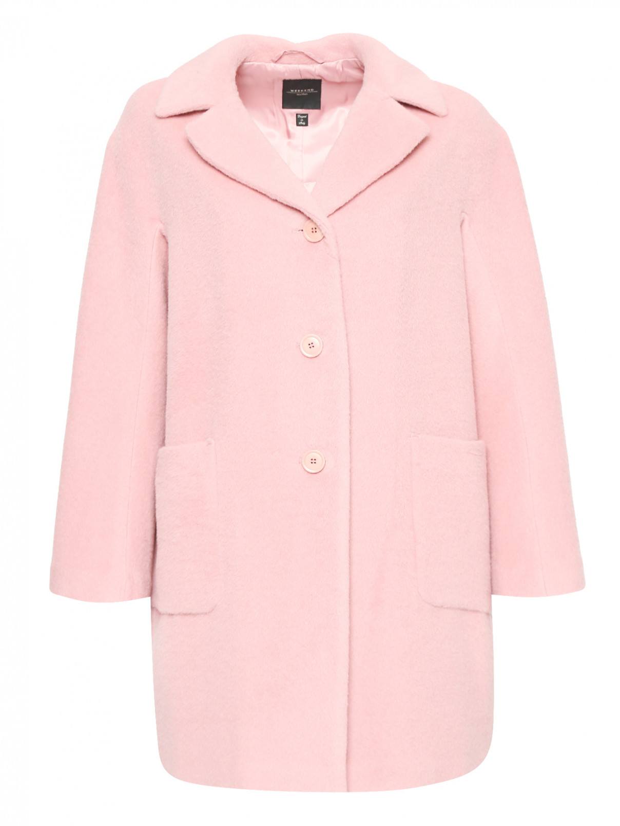 Пальто из шерсти свободного кроя с накладными карманами Weekend Max Mara  –  Общий вид  – Цвет:  Розовый