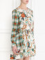 Платье-мини из шелка с цветочным узором Alberta Ferretti  –  МодельВерхНиз