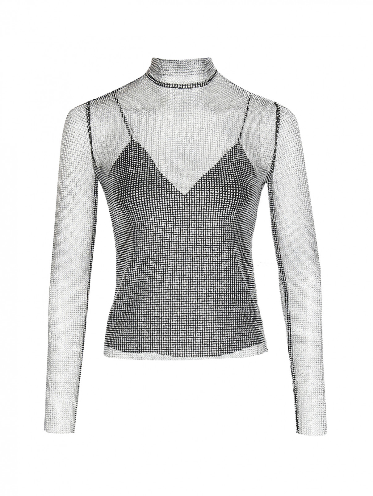 Блуза декорированная стразами Ermanno Scervino  –  Общий вид  – Цвет:  Черный