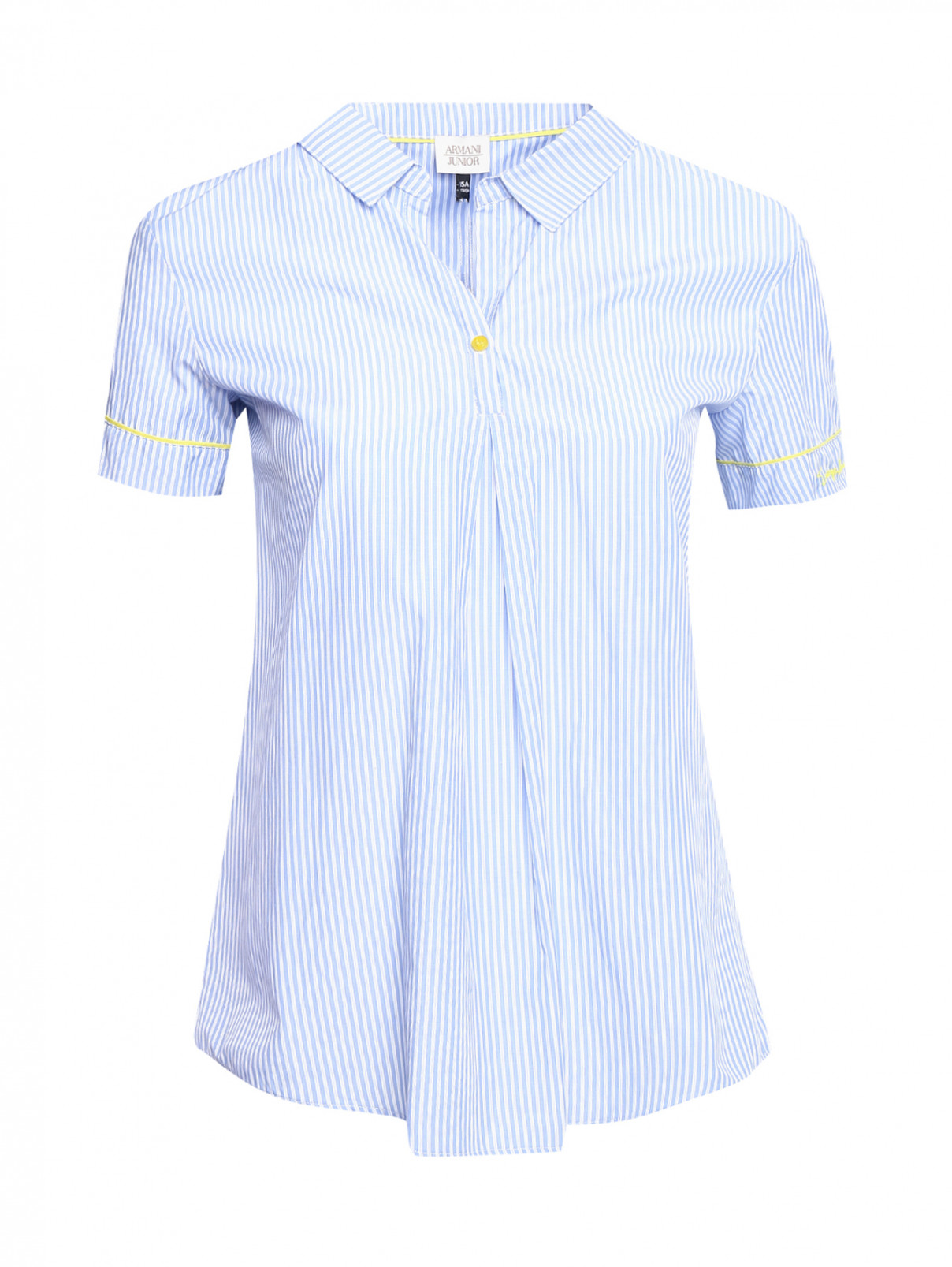 Рубашка из хлопка в тонкую полоску Armani Junior  –  Общий вид  – Цвет:  Синий