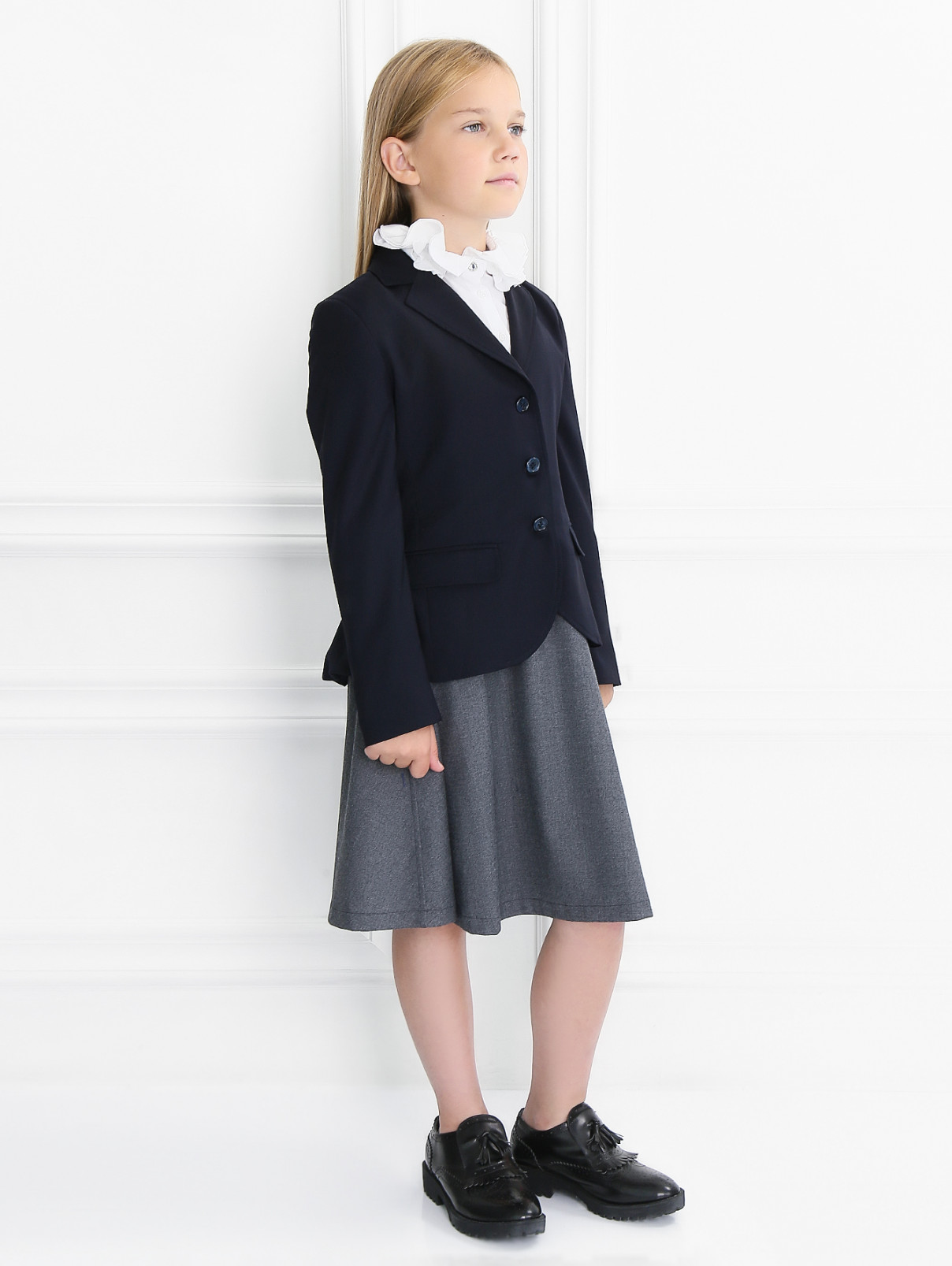 Манишка из хлопка с оборками Aletta Couture  –  Модель Общий вид  – Цвет:  Белый