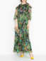 Платье-макси из шелка с цветочным узором Max&Co  –  МодельОбщийВид