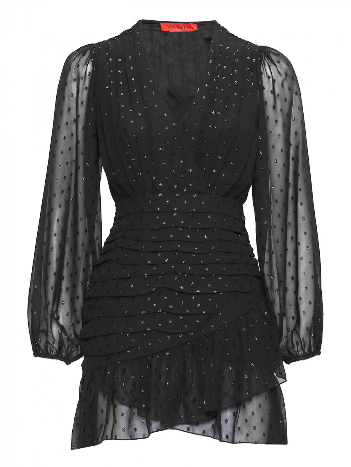 Платье со сборками Max&Co  –  Общий вид  – Цвет:  Черный