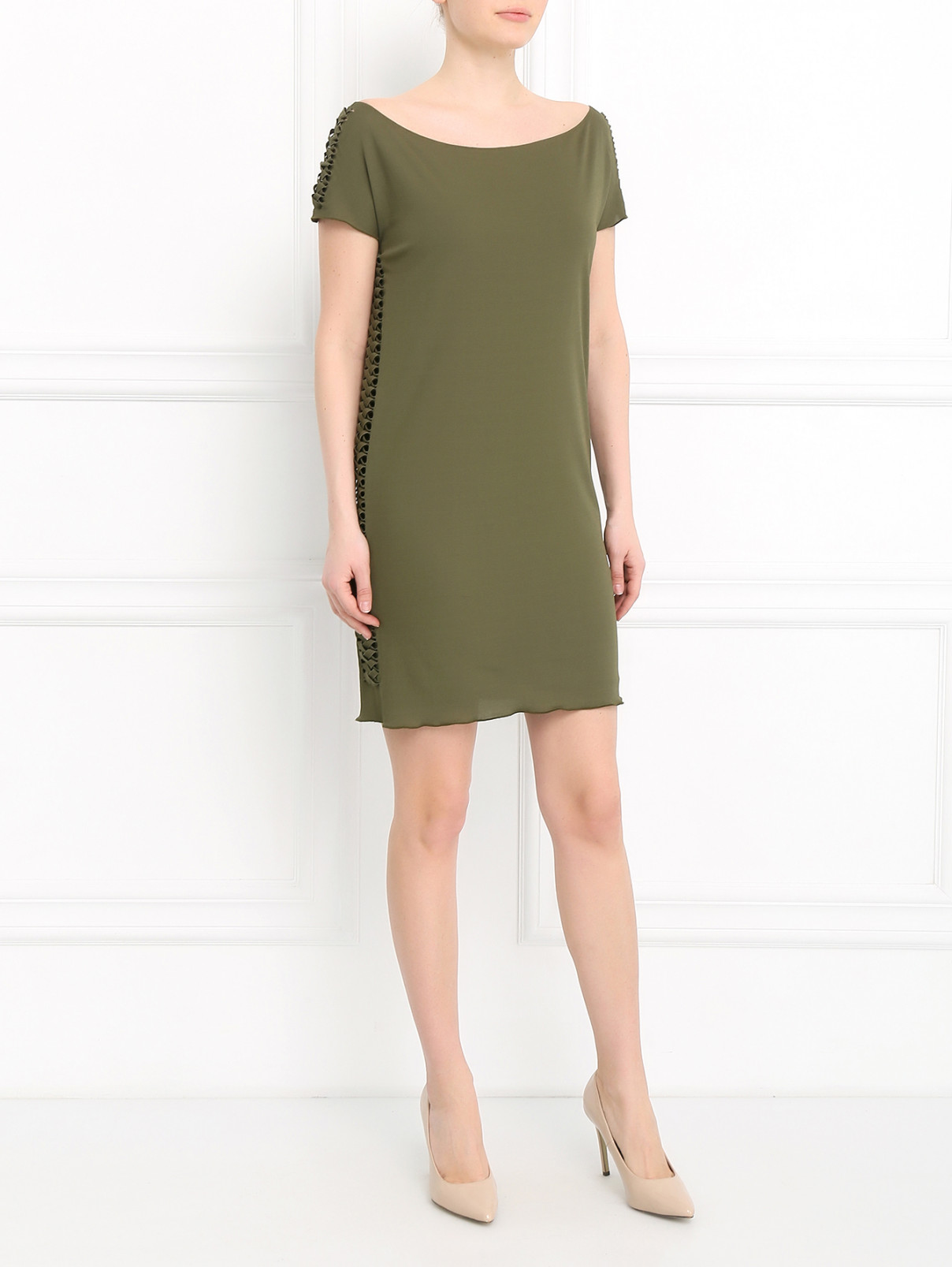 Платье-мини с декоративным плетением Jean Paul Gaultier  –  Модель Общий вид  – Цвет:  Зеленый