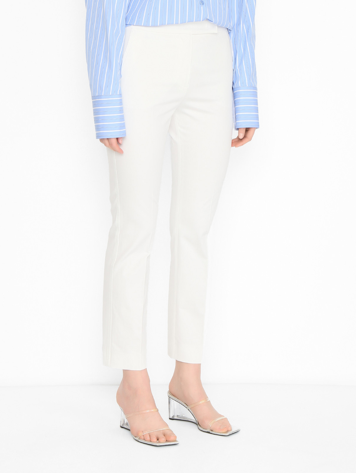 Зауженные брюки из хлопка Max Mara  –  МодельВерхНиз  – Цвет:  Белый