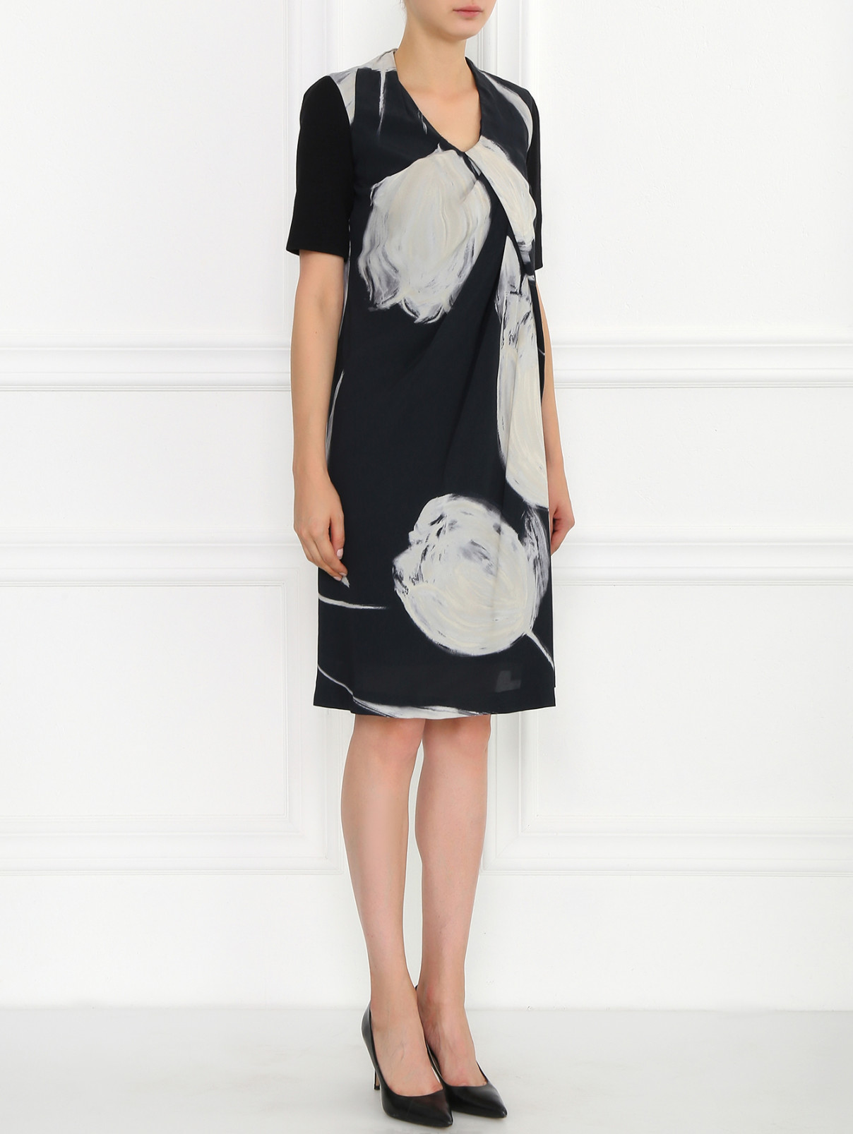 Платье-мини с короткими рукавами и узором Antonio Marras  –  Модель Общий вид  – Цвет:  Узор