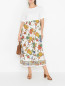 Комбинированное платье из хлопка с узором Marina Rinaldi  –  МодельОбщийВид