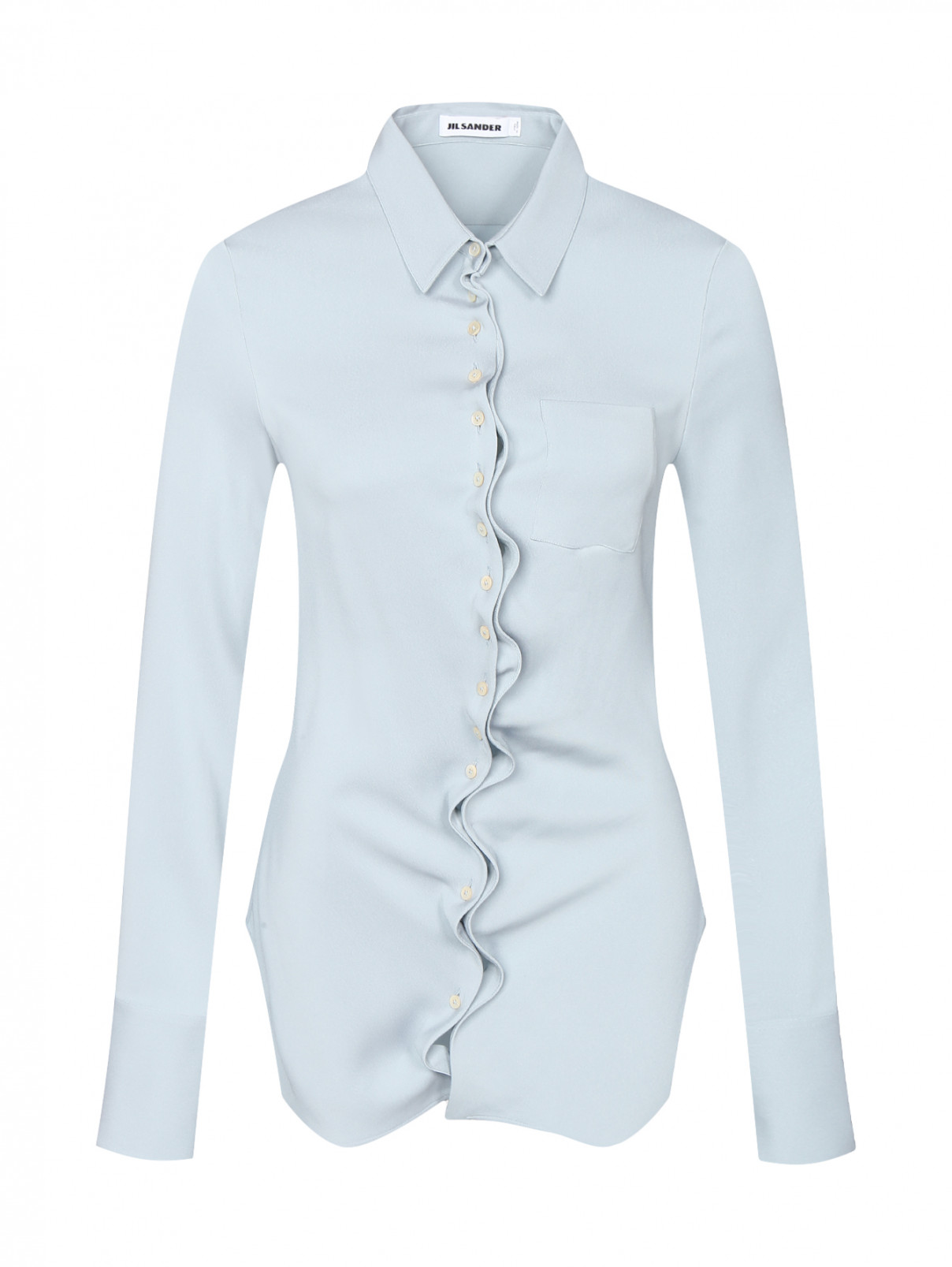 Блуза с драпировкой Jil Sander  –  Общий вид  – Цвет:  Синий