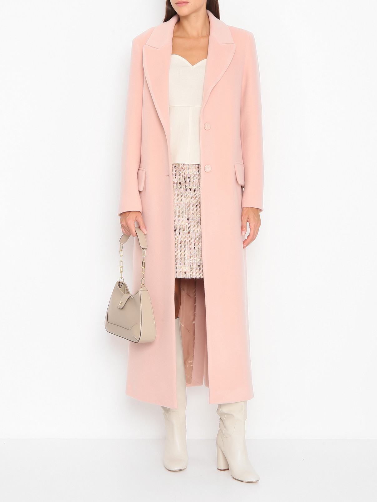 Пальто из шерсти с карманами Semicouture  –  МодельОбщийВид  – Цвет:  Розовый