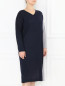 Платье-мини из шерсти тонкой вязки с контрастной вставкой Marina Rinaldi  –  Модель Верх-Низ