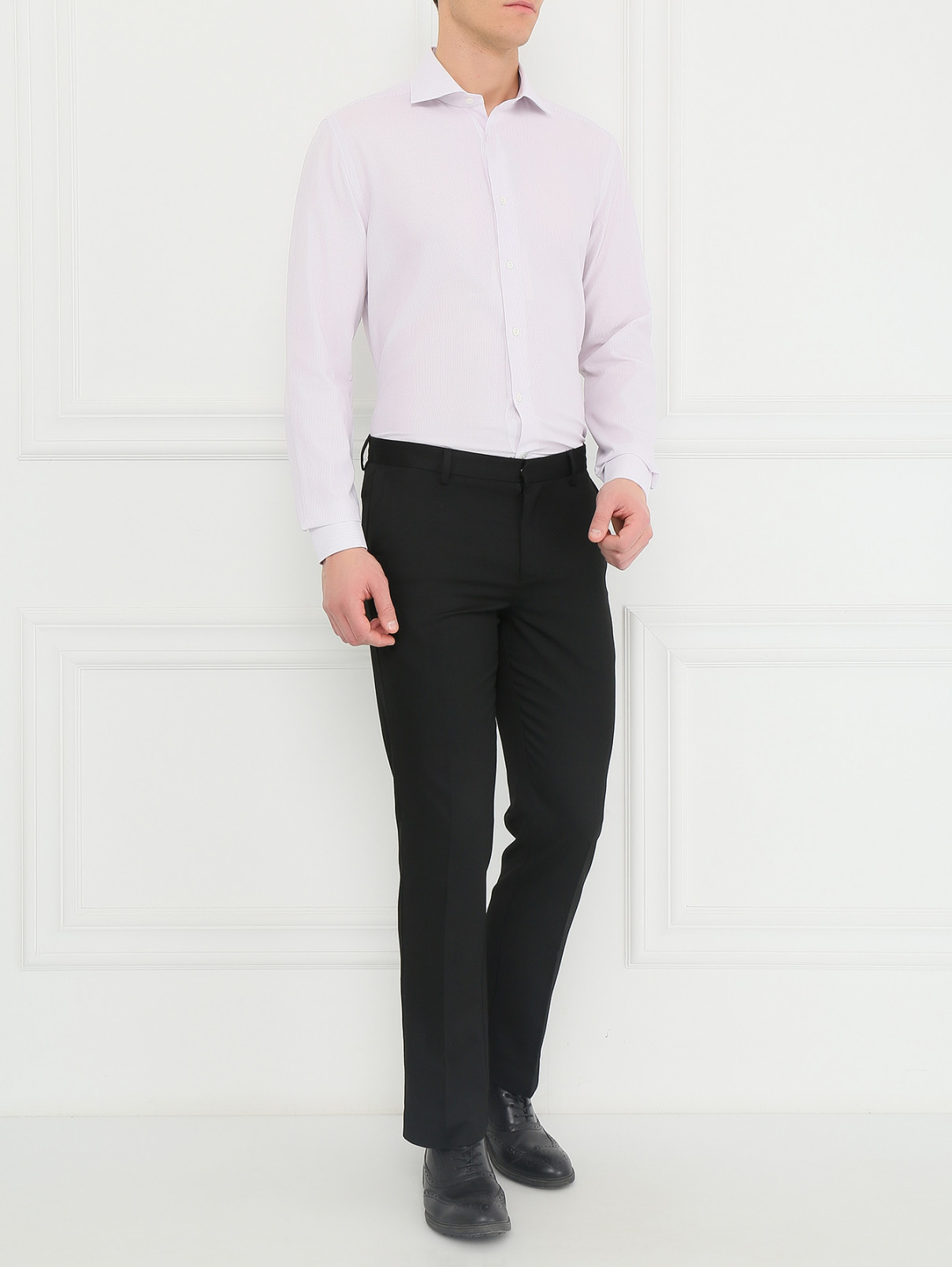 Рубашка из хлопка Corneliani  –  Модель Общий вид  – Цвет:  Розовый