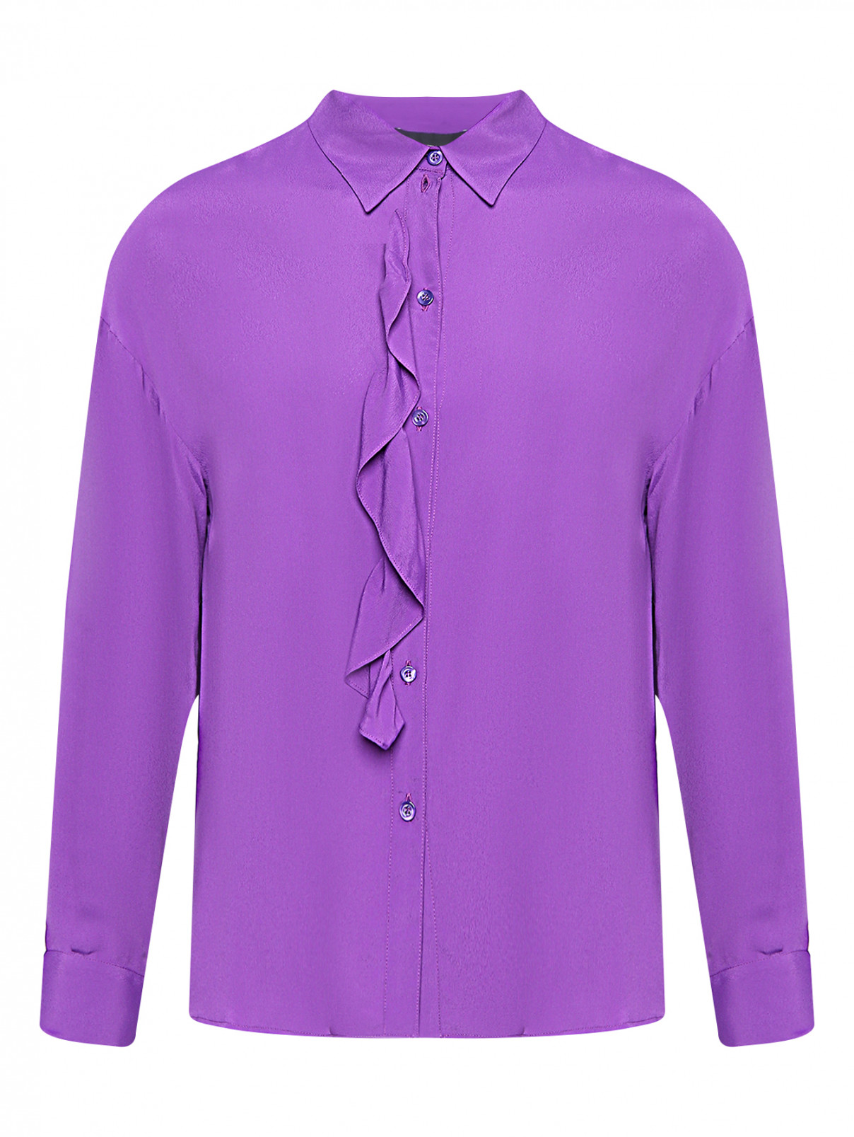 Блуза из смешанного шелка с воланами BOUTIQUE MOSCHINO  –  Общий вид  – Цвет:  Фиолетовый