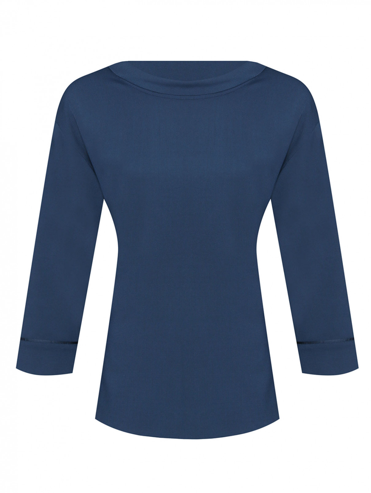 Однотонная блуза из смешанной шерсти Marina Rinaldi  –  Общий вид  – Цвет:  Синий