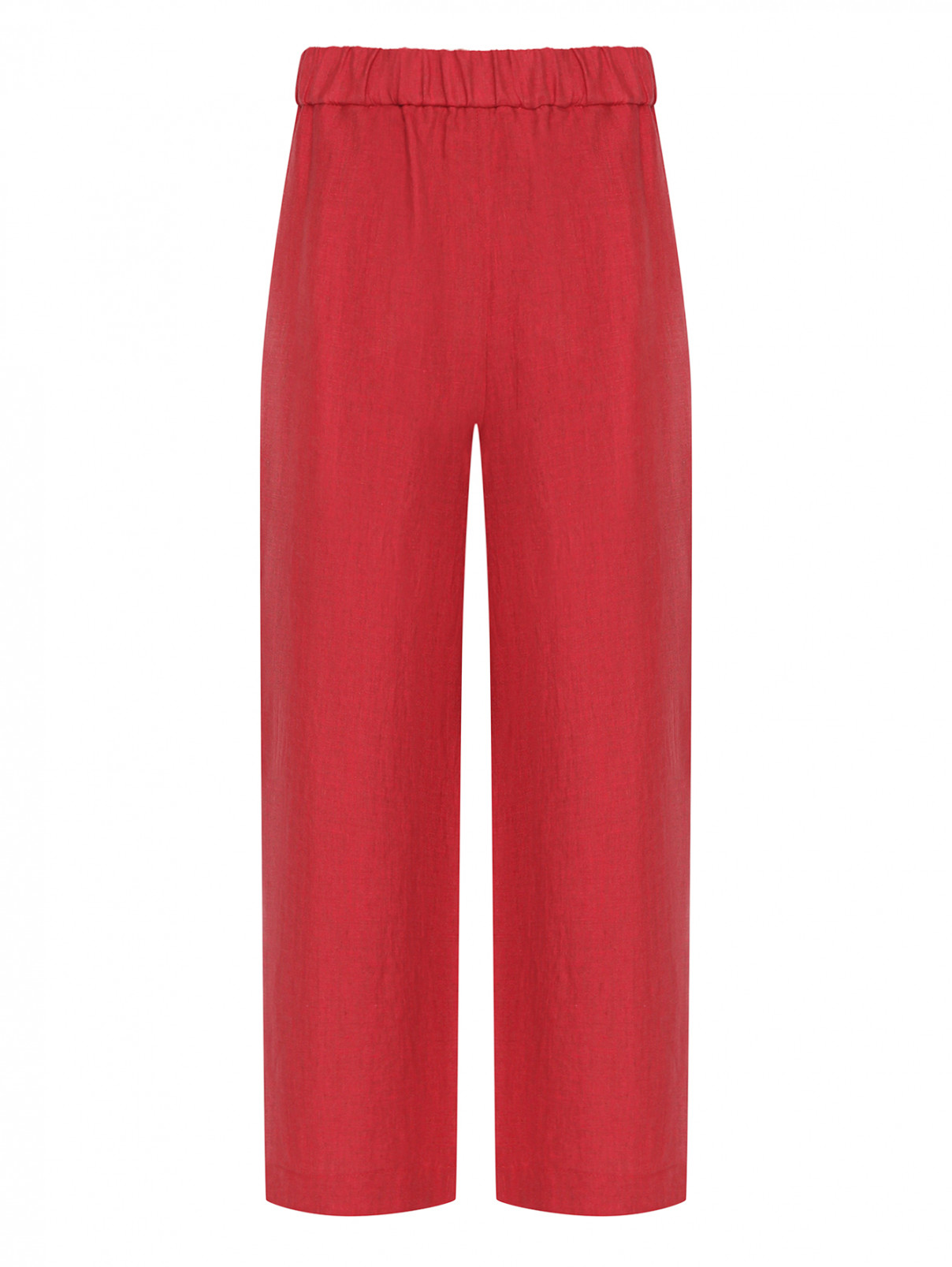 Однотонные льняные брюки Luisa Spagnoli  –  Общий вид  – Цвет:  Красный