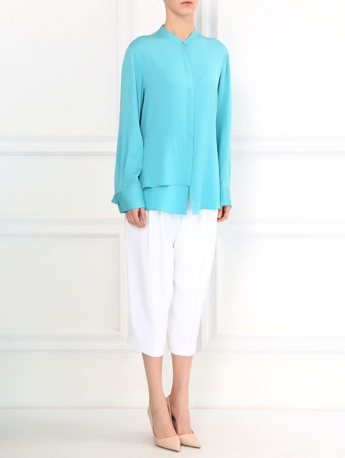 Блуза из шелка Armani Collezioni  –  Модель Общий вид  – Цвет:  Синий