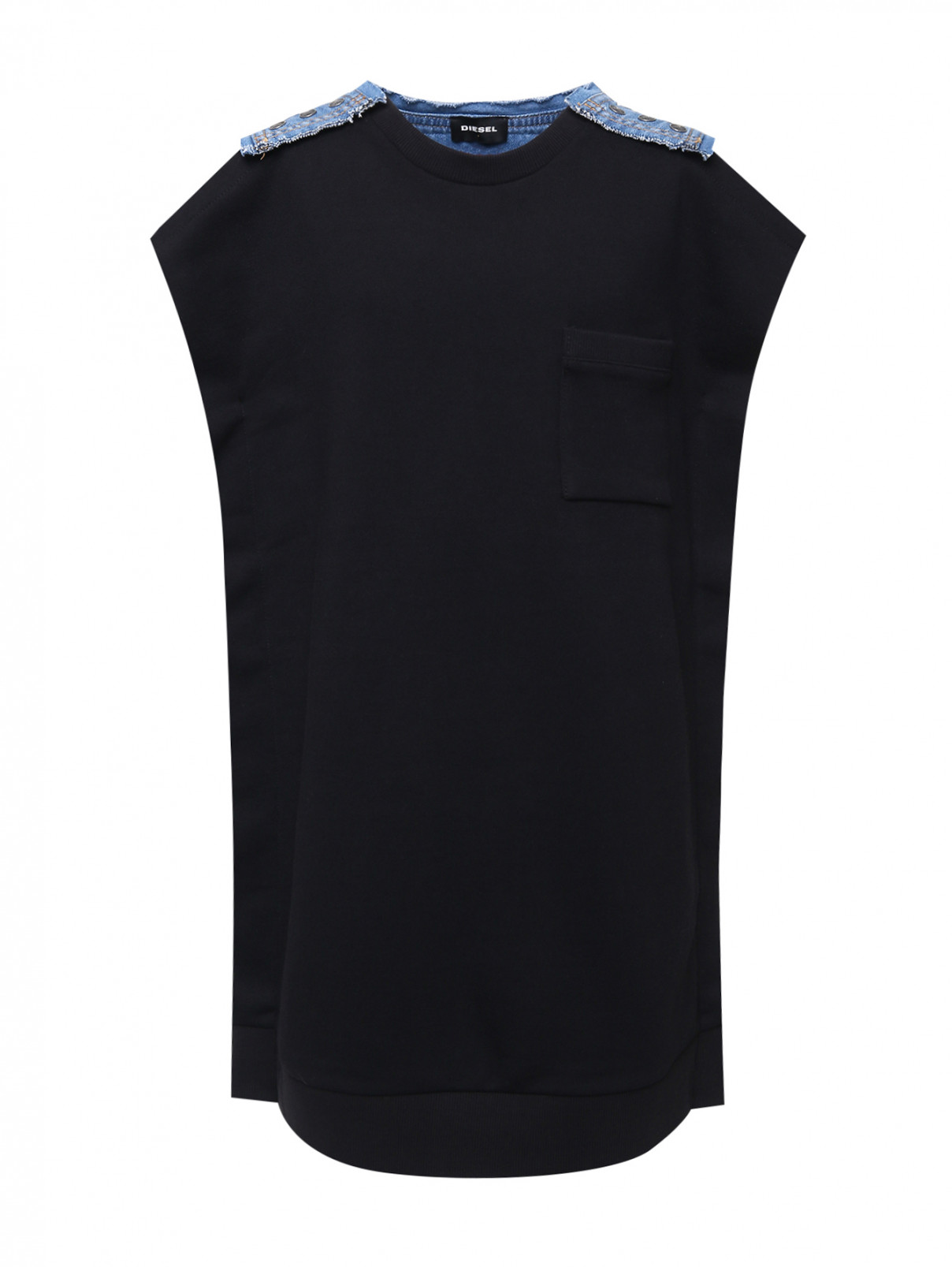 Платье свободного кроя с карманом Diesel  –  Общий вид  – Цвет:  Черный