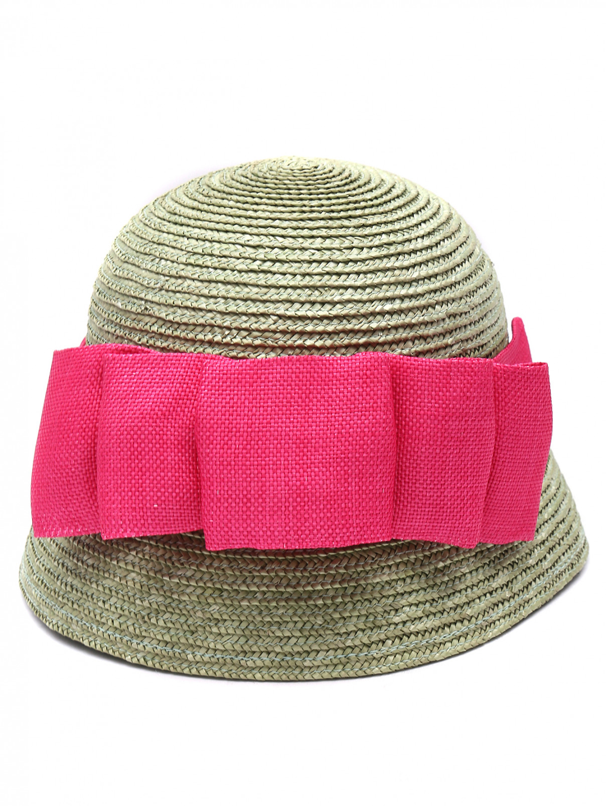 Шляпа из соломы с бантом MiMiSol  –  Обтравка1  – Цвет:  Зеленый