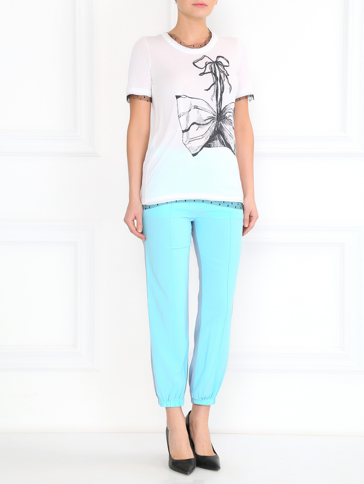 Свободные брюки из шелка Sonia Rykiel  –  Модель Общий вид  – Цвет:  Синий