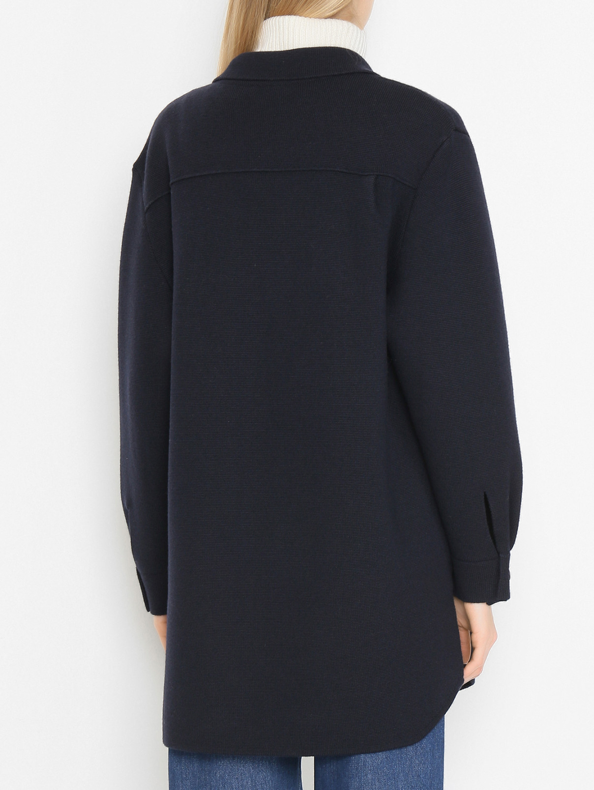 Удлиненный кардиган из шерсти Max Mara  –  МодельВерхНиз1  – Цвет:  Синий