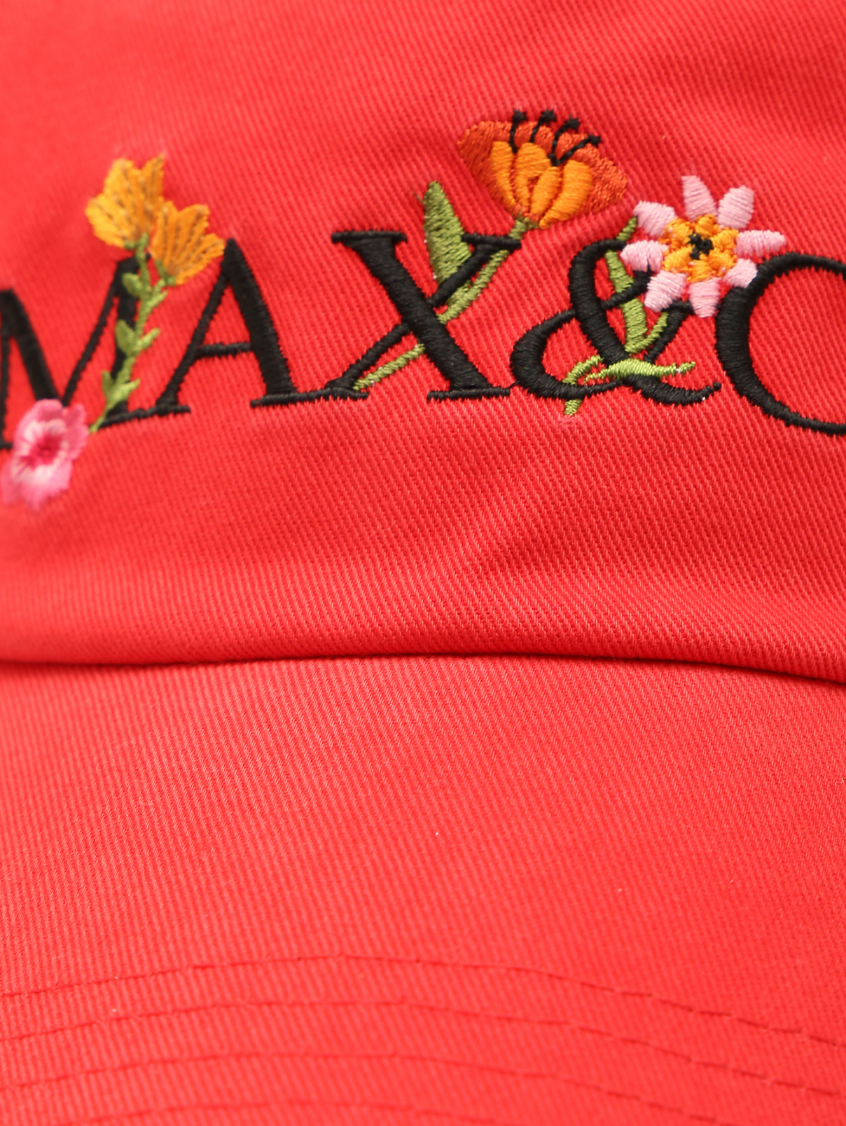 Хлопковая бейсболка с вышивкой Max&Co  –  Деталь  – Цвет:  Красный