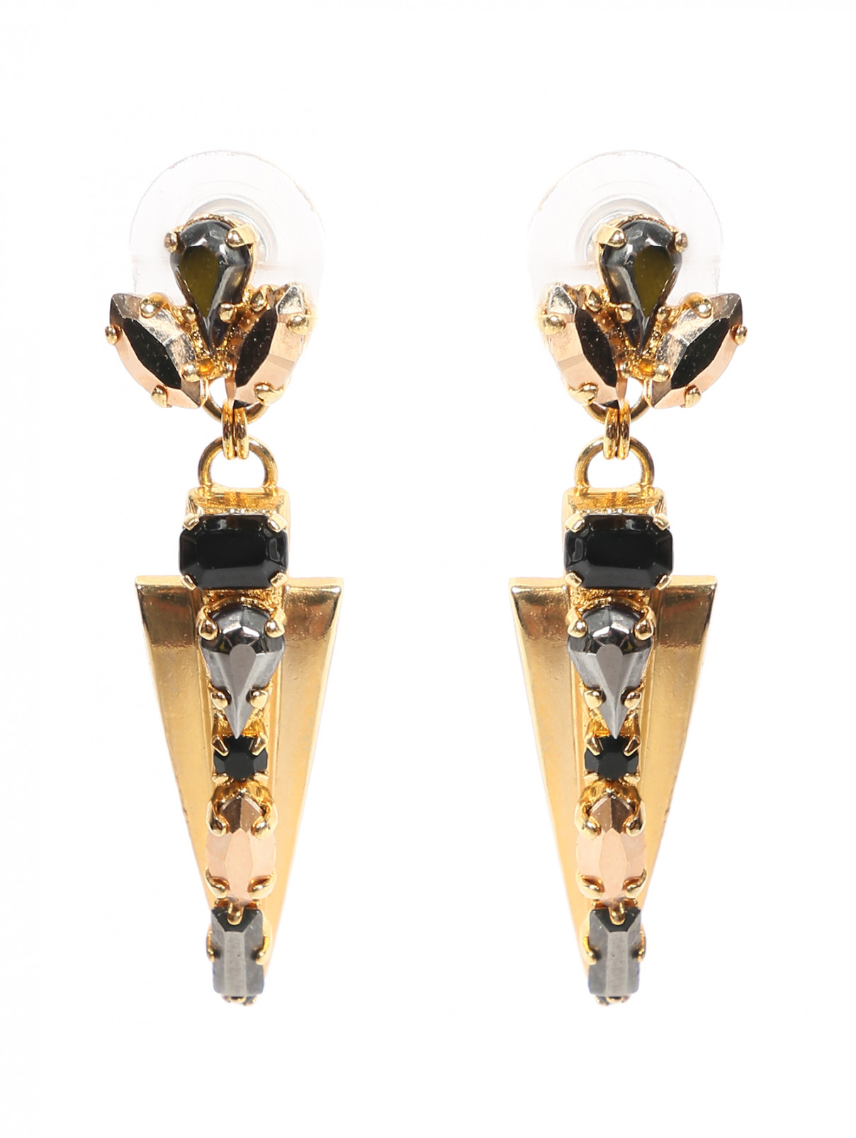 Серьги из металла декорированные кристаллами Lkdesign  –  Общий вид  – Цвет:  Золотой