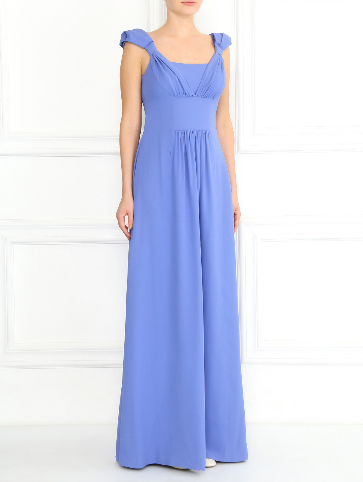 Платье-макси из шелка с драпировкой Moschino  –  Модель Общий вид  – Цвет:  Фиолетовый