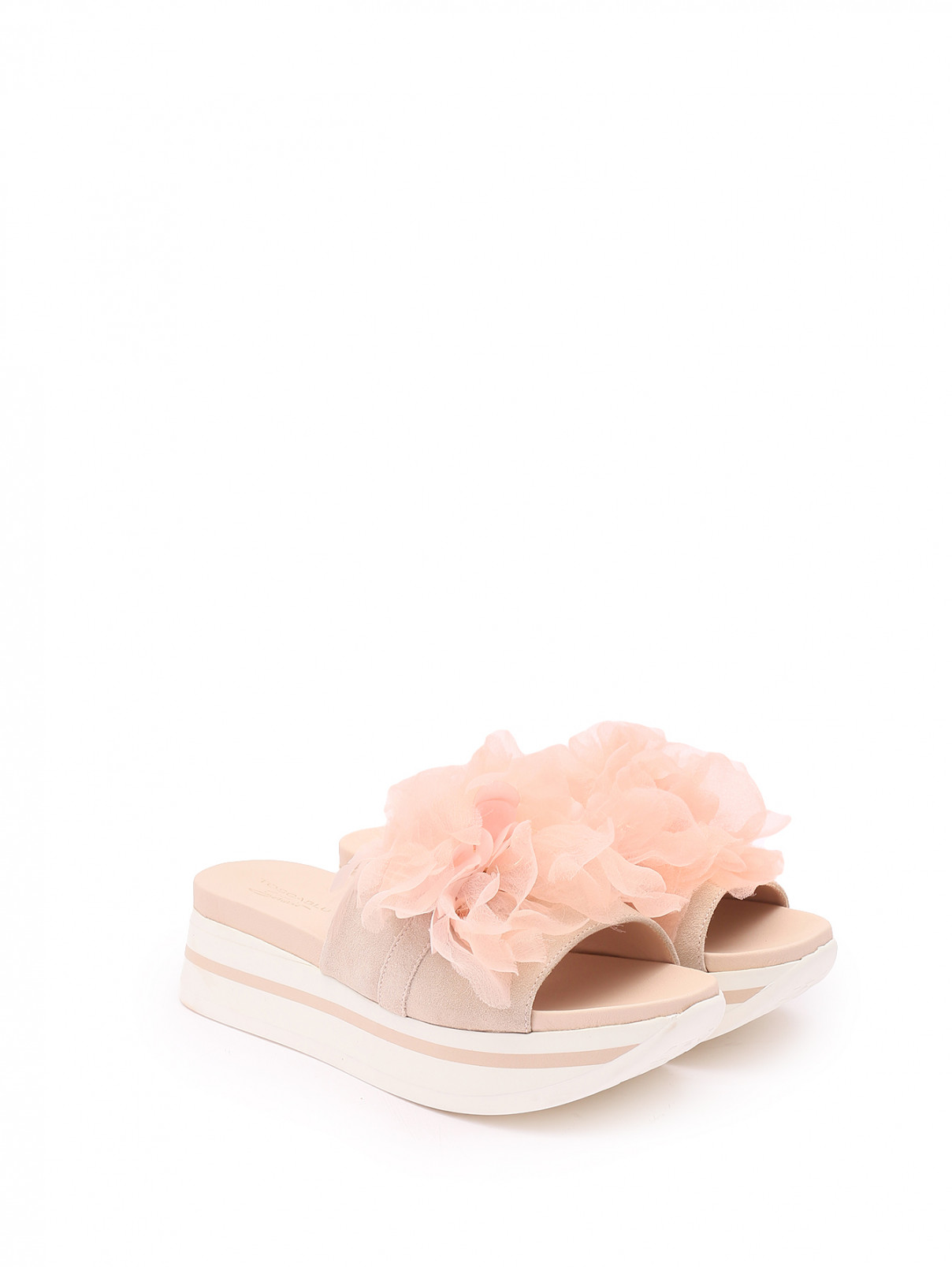 Шлепанцы из кожи с декором Tosca Blu Studio  –  Общий вид  – Цвет:  Розовый