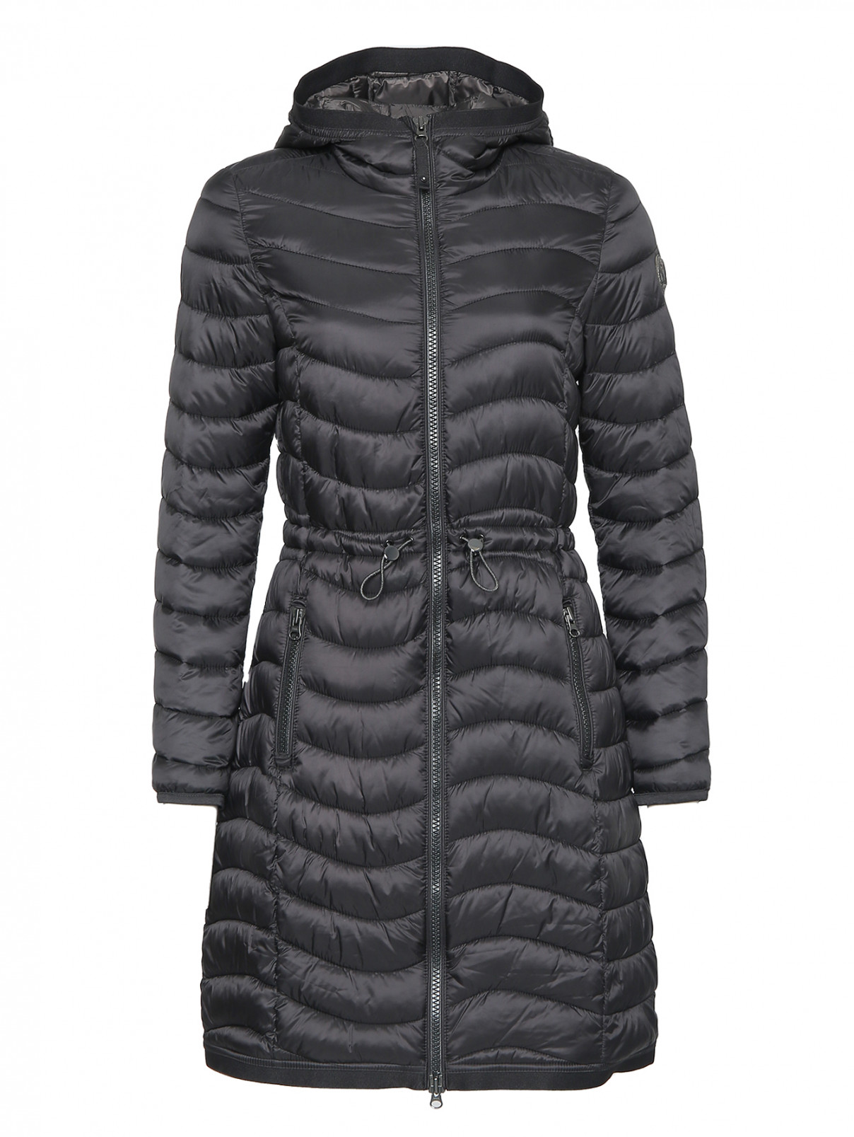 Стеганое пальто на молнии с капюшоном S.Oliver  –  Общий вид  – Цвет:  Черный