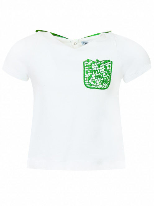 Укороченная футболка с расшивным шевроном и лентой MiMiSol - Общий вид