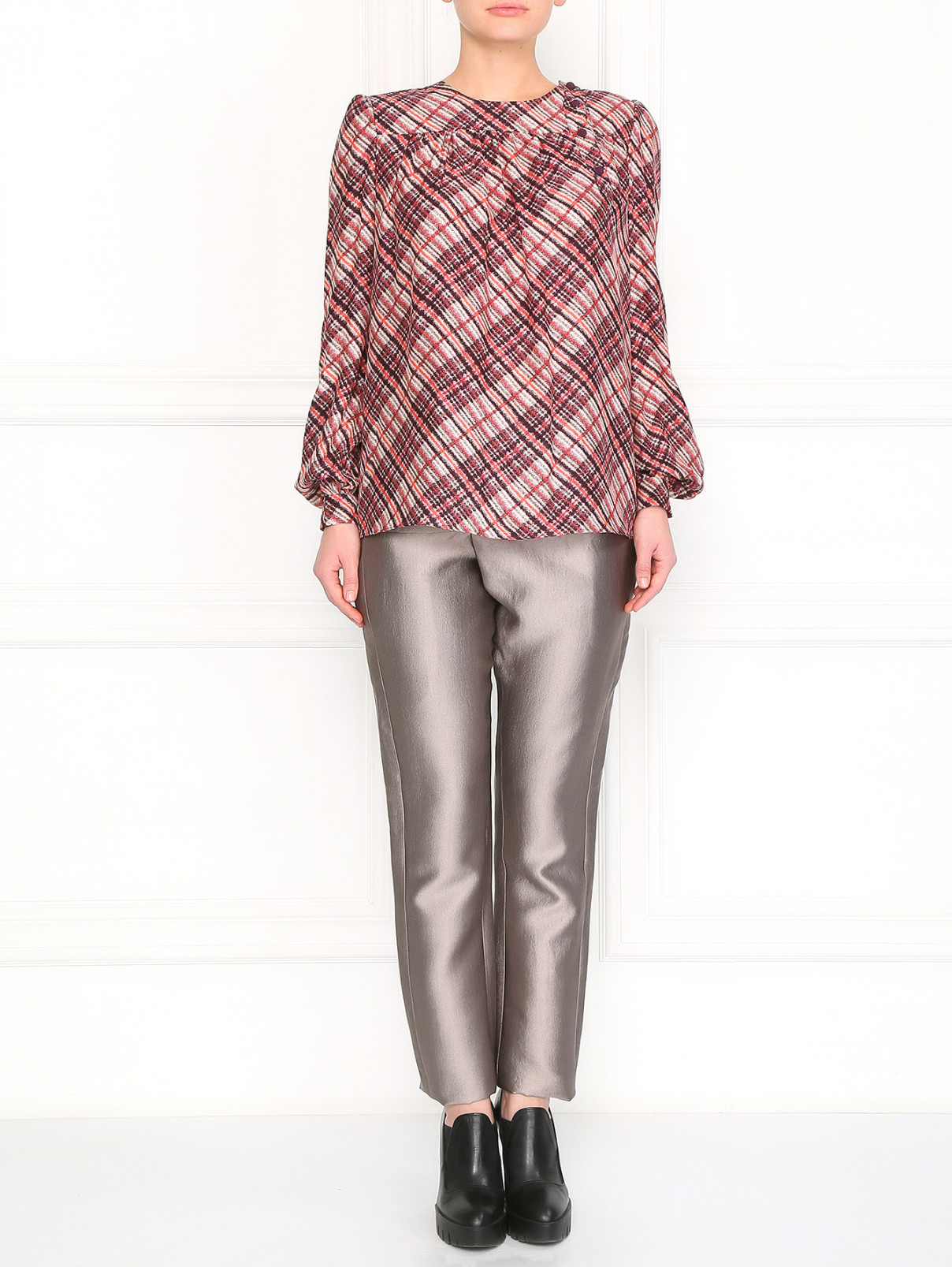 Прямые брюки с декорацией Anne Valerie Hash  –  Модель Общий вид  – Цвет:  Серый