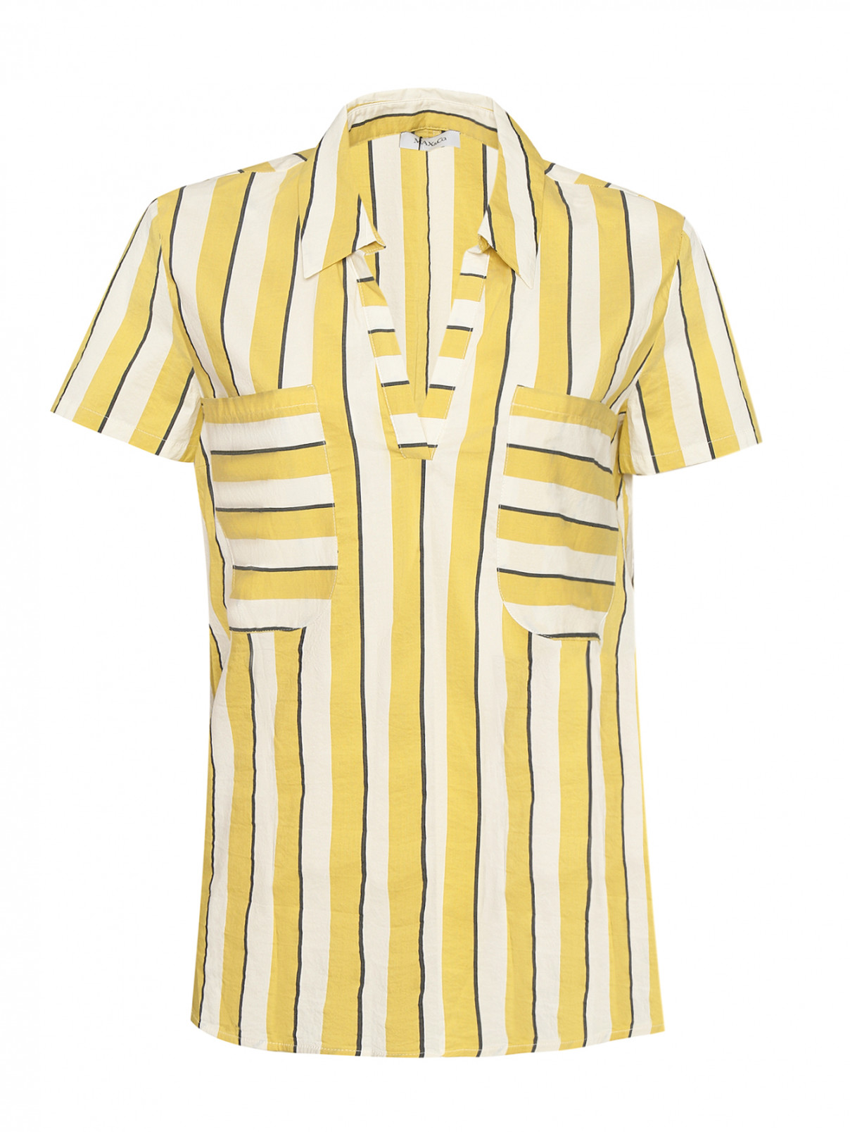 Блуза из смесового хлопка с накладными карманами Max&Co  –  Общий вид  – Цвет:  Желтый
