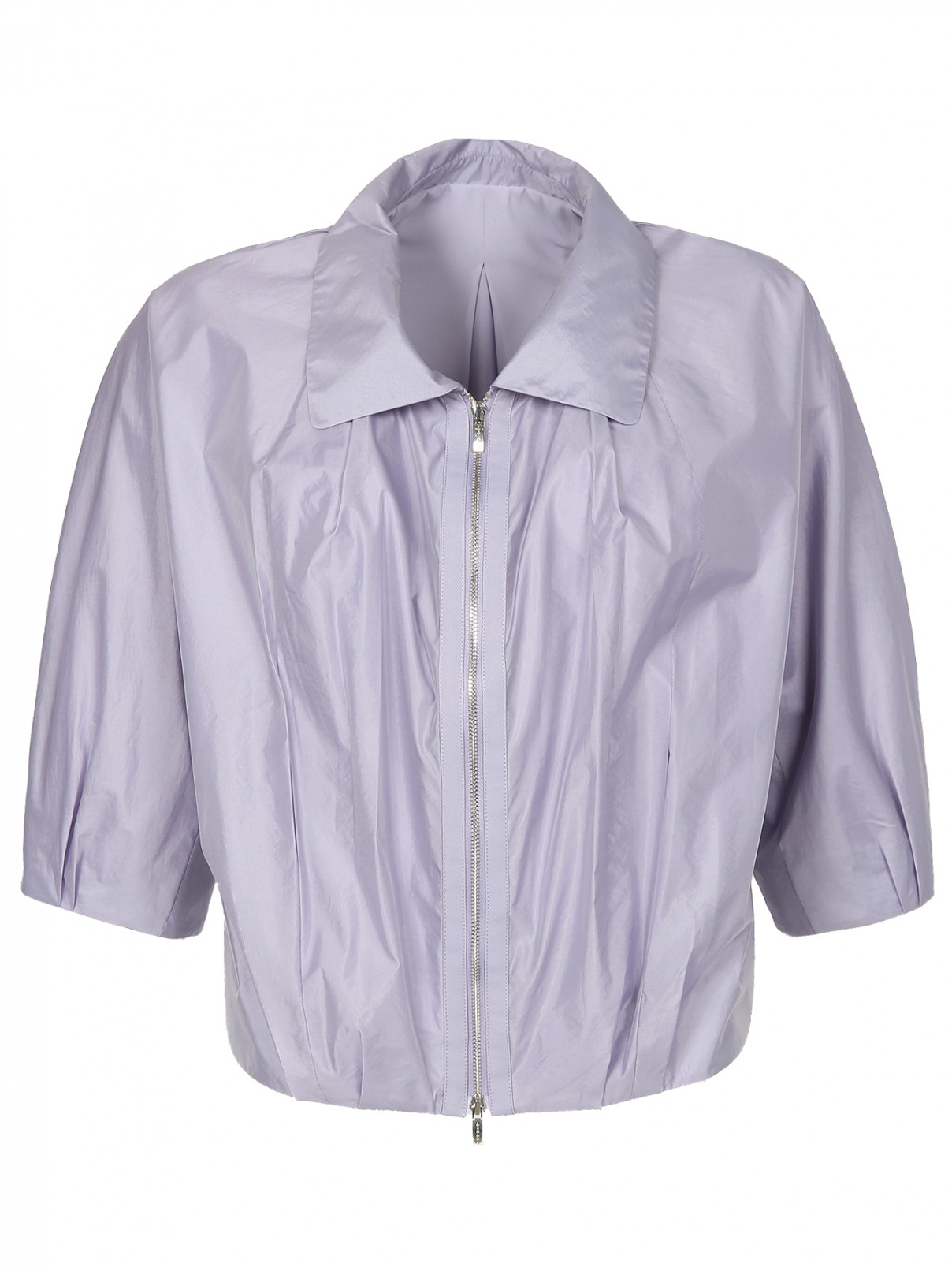 Укороченная куртка из смешаного шелка с боковыми карманами Armani Collezioni  –  Общий вид  – Цвет:  Фиолетовый
