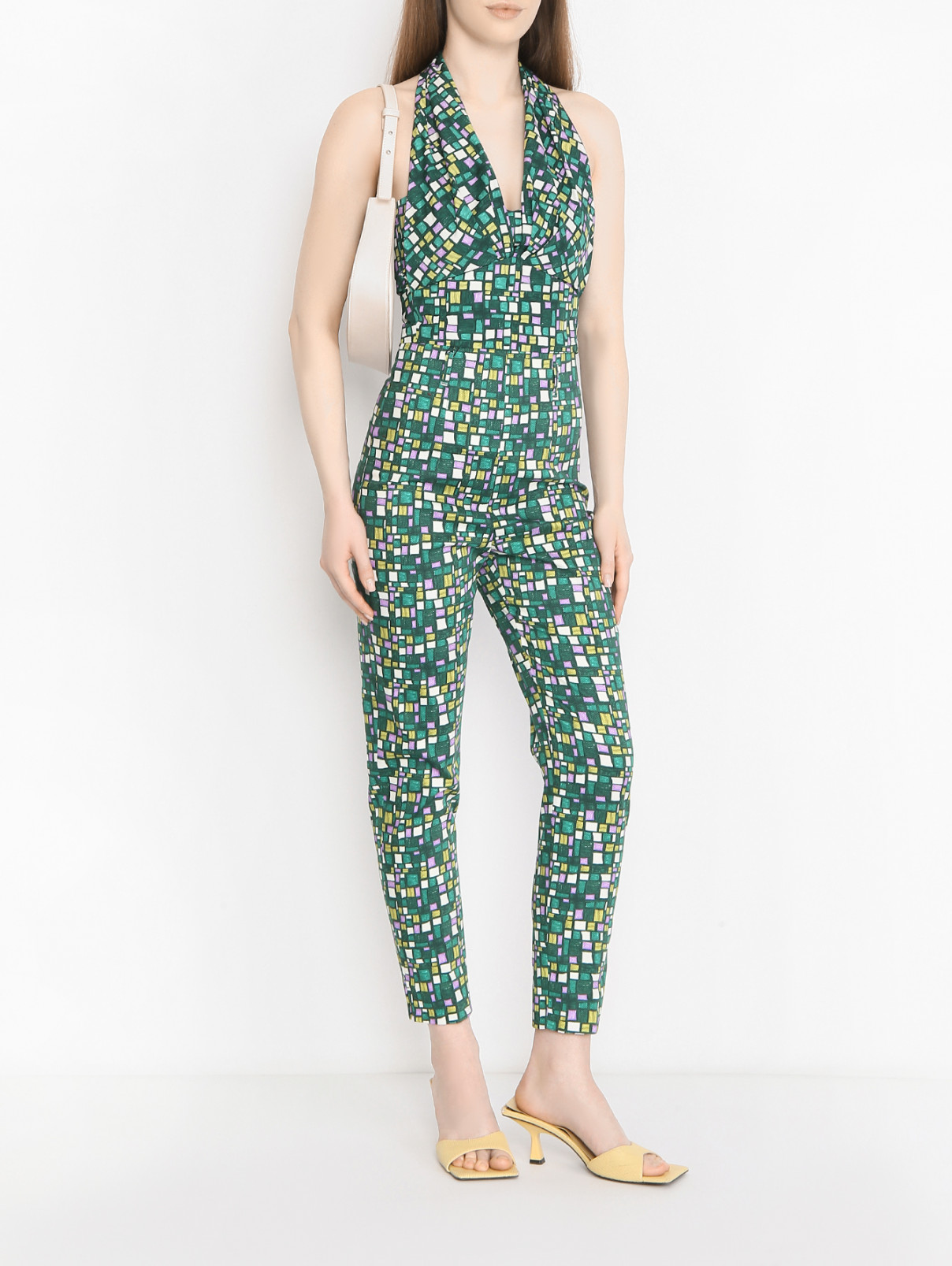 Топ из хлопка с узором Weekend Max Mara  –  МодельОбщийВид  – Цвет:  Узор