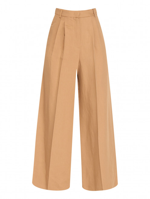 Брюки-палаццо из вискозы и льна Weekend Max Mara - Общий вид