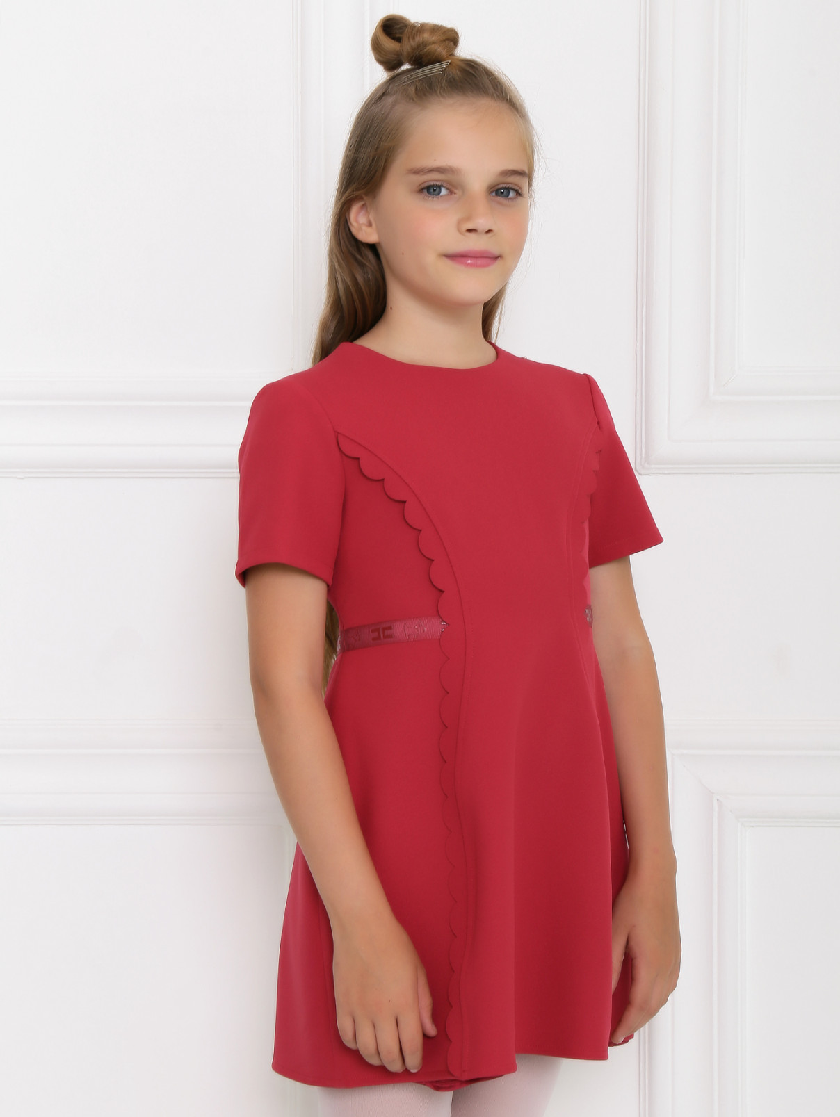 Платье с фигурными вставками Elisabetta Franchi  –  МодельВерхНиз  – Цвет:  Розовый