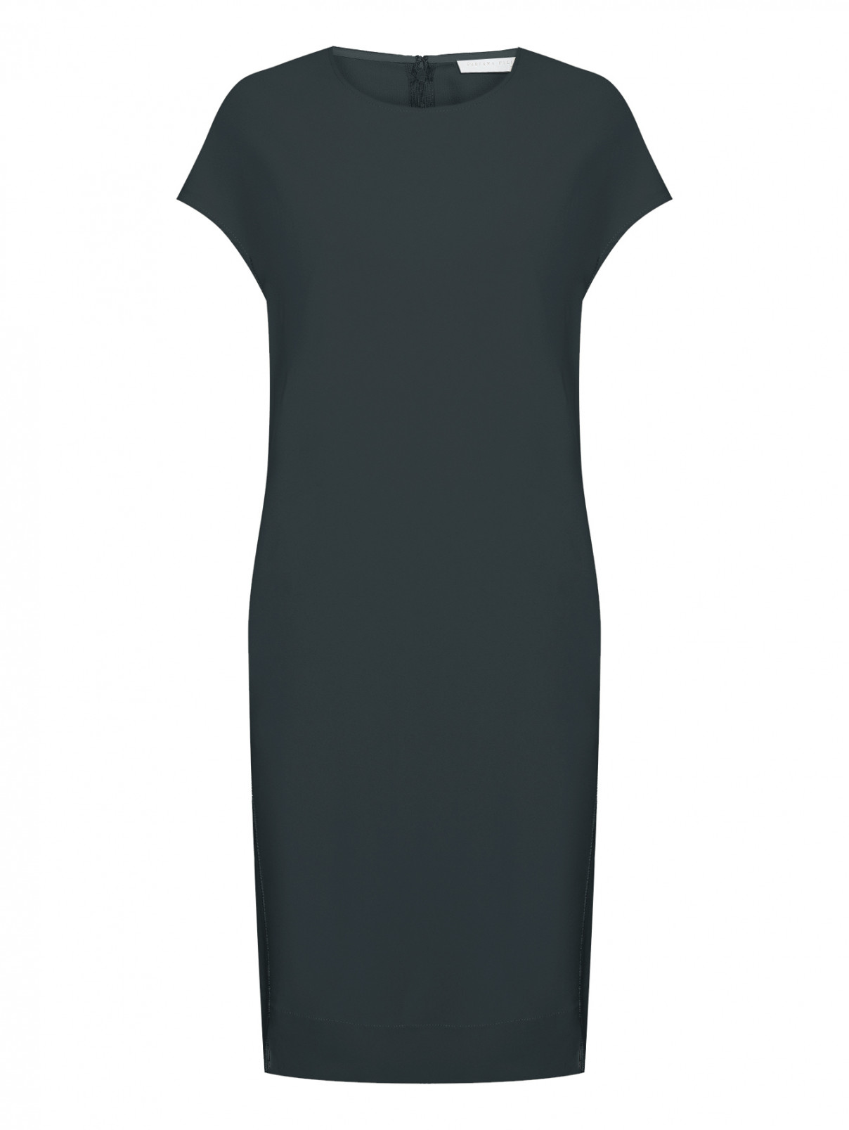 Платье прямого кроя с серебряной отделкой Fabiana Filippi  –  Общий вид  – Цвет:  Зеленый