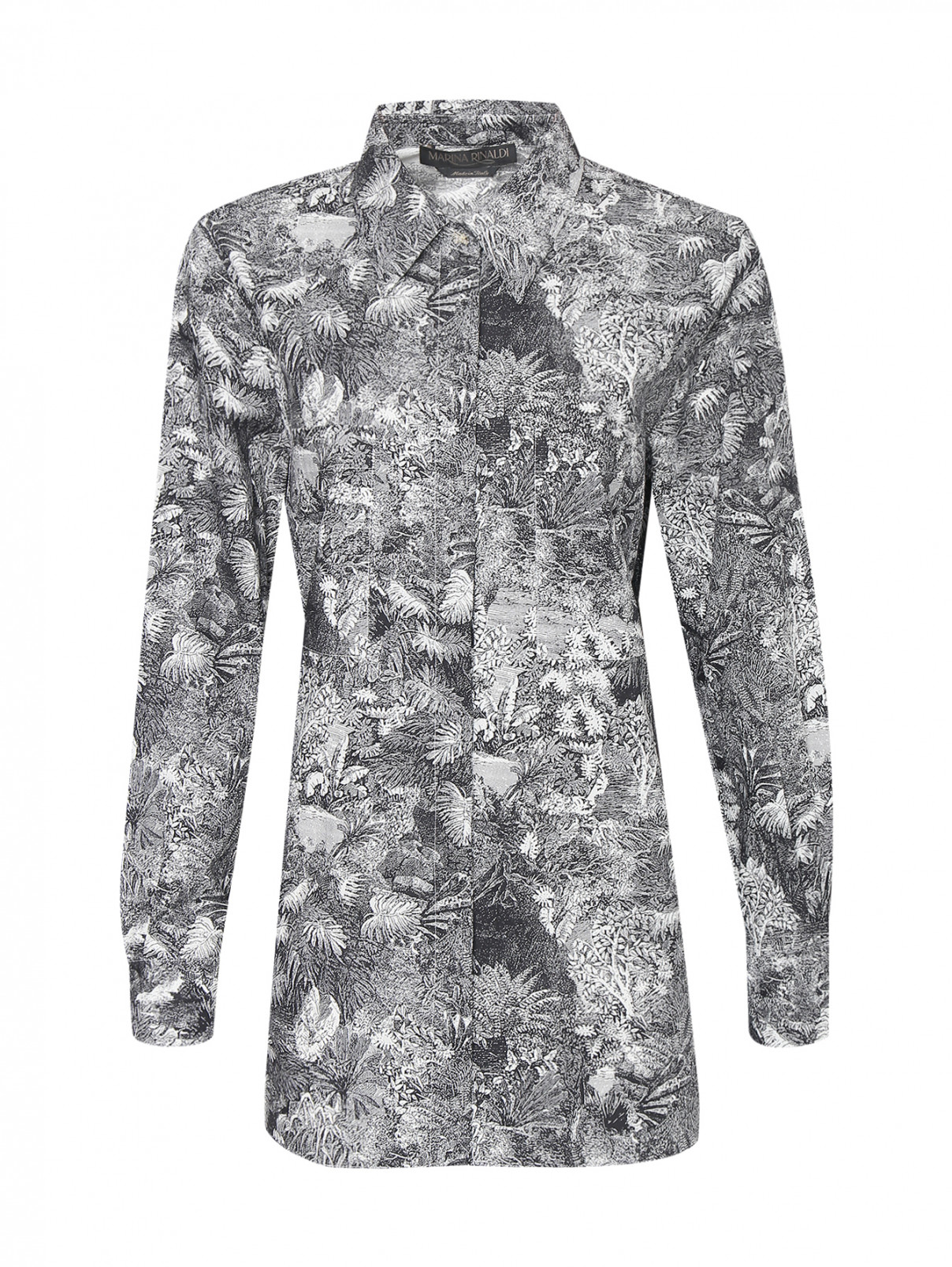 Рубашка из хлопка с узором Marina Rinaldi  –  Общий вид  – Цвет:  Узор