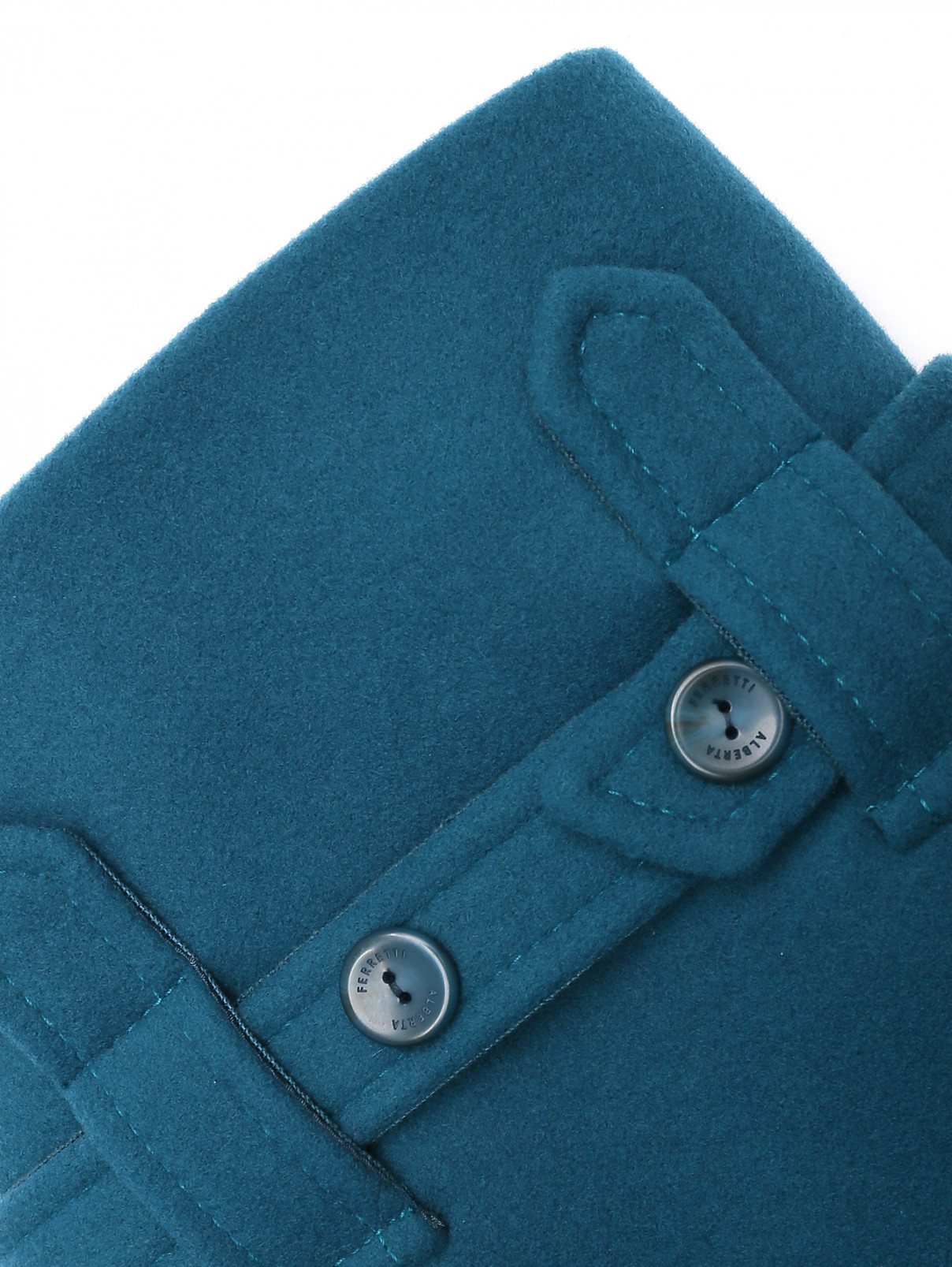 Пальто из шерсти с поясом Alberta Ferretti  –  Деталь1  – Цвет:  Синий