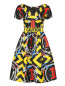 Платье из шелка с абстрактным узором с поясом Moschino Couture  –  Общий вид