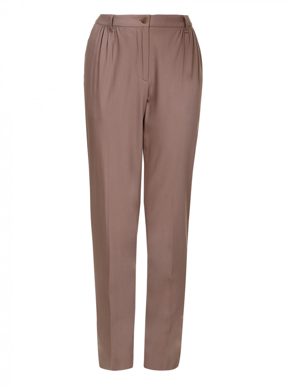 Классические брюки из шерсти Moschino  –  Общий вид  – Цвет:  Коричневый