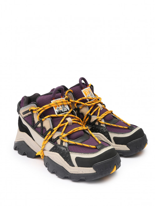 Комбинированные кроссовки с яркими шнурками Kenzo - Обтравка1