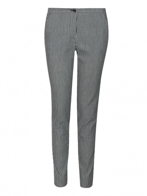 Узкие брюки из хлопка  и льна с узором "полоска" Emporio Armani - Общий вид
