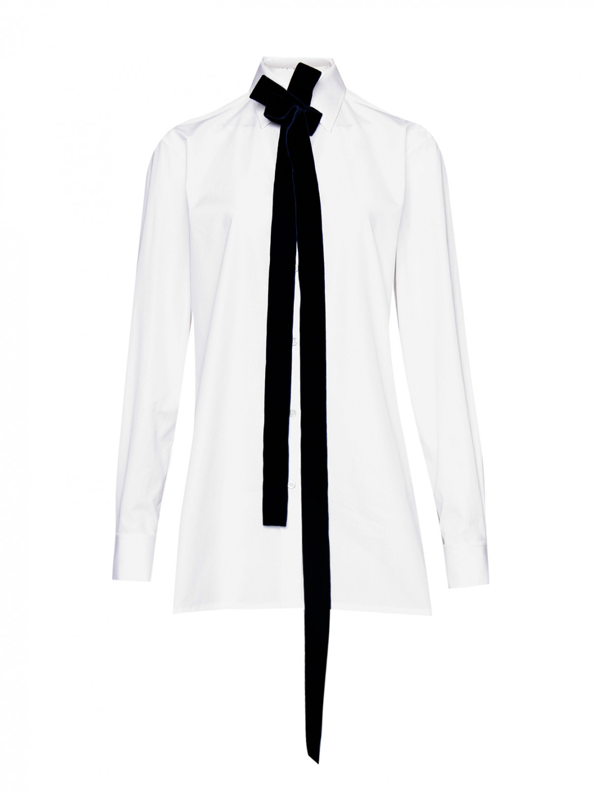 Рубашка из хлопка на пуговицах Maison Margiela  –  Общий вид  – Цвет:  Белый