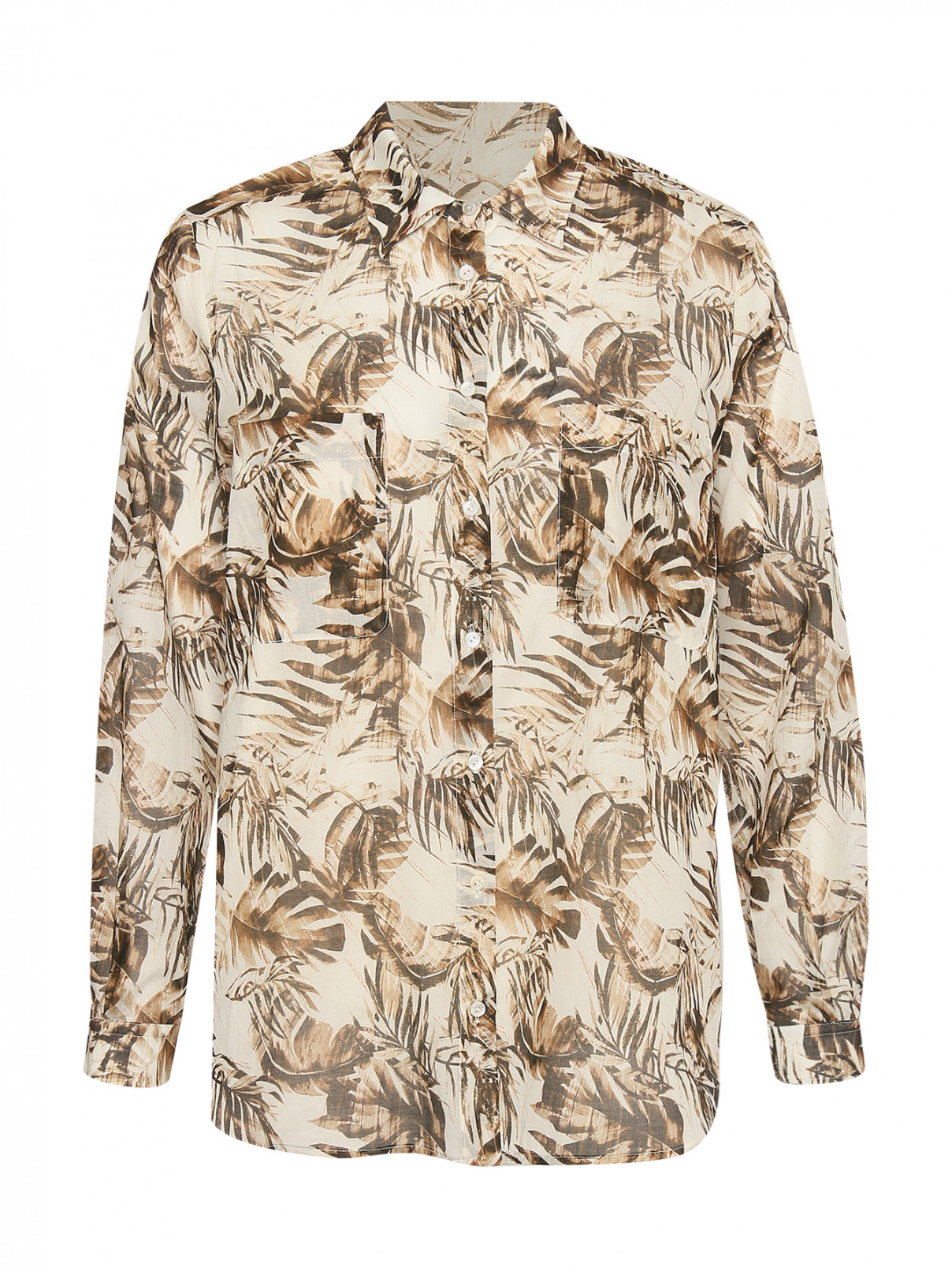 Блуза из хлопка с узором Marina Rinaldi  –  Общий вид  – Цвет:  Узор