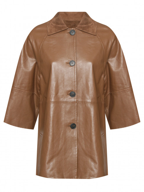 Пальто из кожи с карманами Weekend Max Mara - Общий вид
