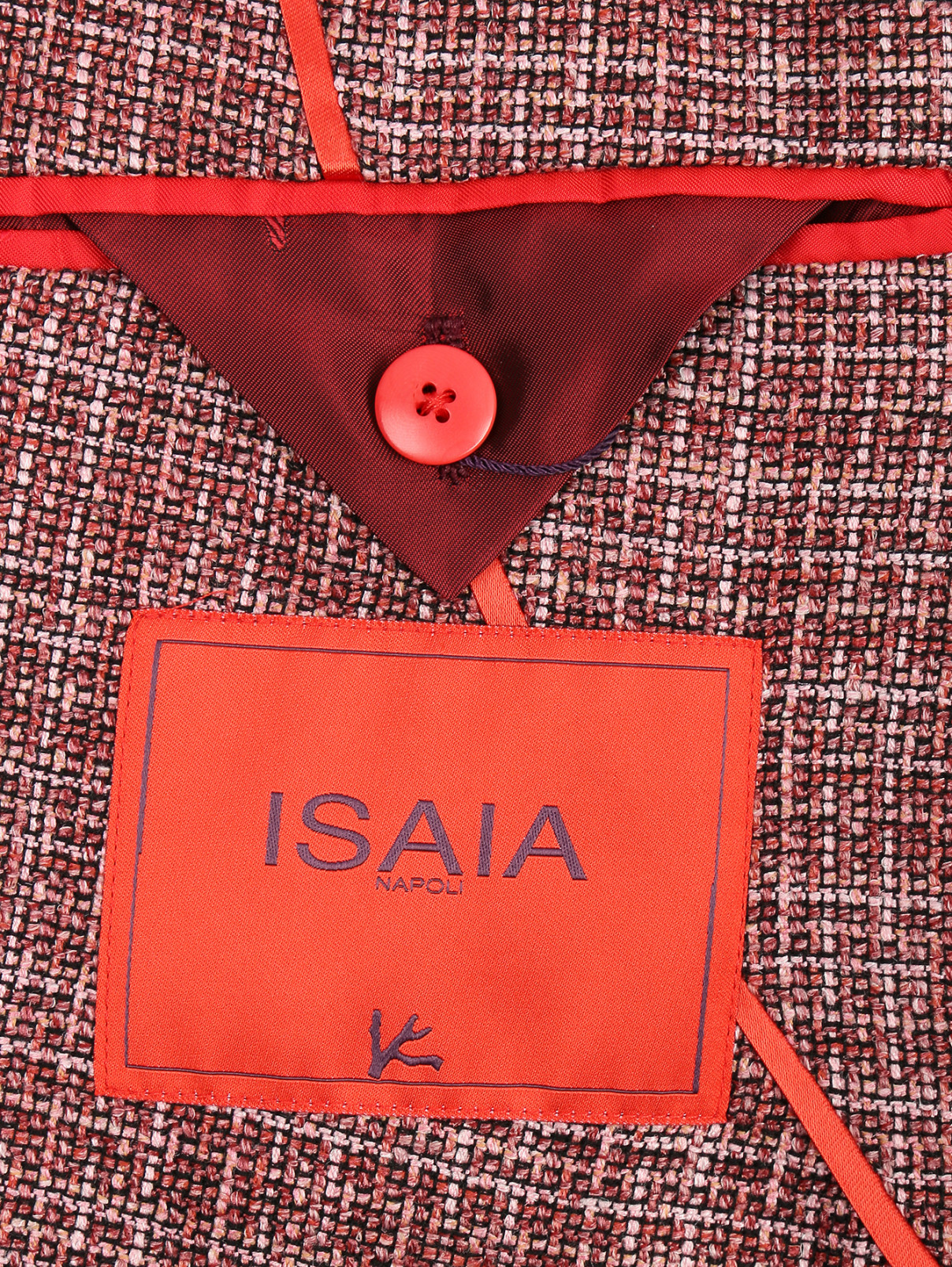 Пиджак из шерсти шелка и льна с узором Isaia  –  Деталь2  – Цвет:  Красный